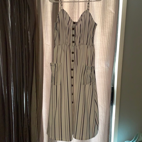 Angashion Women's Dress Spaghetti Strap Faux Button Down Swing Midi Dress xxl - Picture 1 of 5